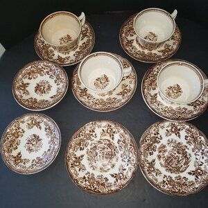 Vintage Royal Staffordshire Tonquin Brown 12 pieces 1930